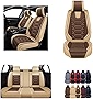 OASIS AUTO Car Seat Covers Accessories Full Set Premium Nappa Leather Cushion Protector Universal Fit for Most Cars SUV Pick-up Truck, Automotive Vehicle Auto Interior Décor (OS-004 Coffee)