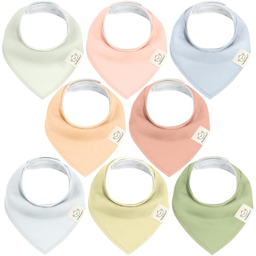 Image of KeaBabies 8-Pack Organic Baby Bandana Bibs for Girls - Super Absorbent Triangle Baby Bibs for Drooling and Teething Infant, 100% Cotton Extra Soft for Newborn, Infant 0-36 Months (Dew)