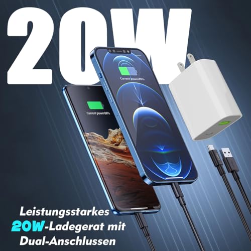 USB C Charger Block, Dual Port Type C Wall Charger 20W Fast Charging Power Adapter Cube for iPhone 14/14 Pro/14 Pro Max/14 Plus/13/12/11, XS/XR/X, iPad, Samsung, More