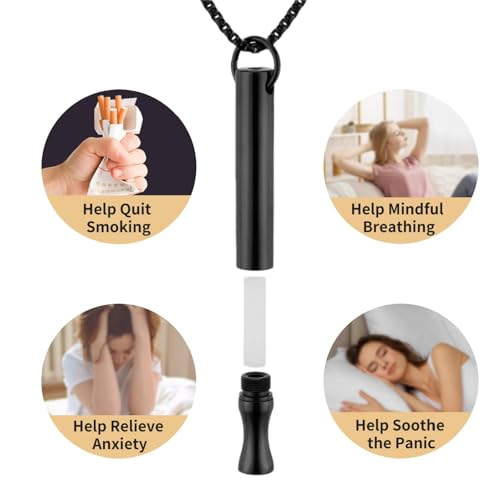 breathing necklace to quit smoking and vaping with refillable mint pods stop smoking aids fidget necklace for anxiety relief smokeless inhaler for adults