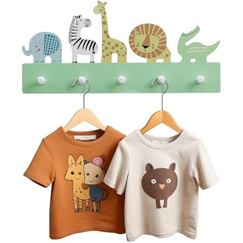 Navaris Kids Coat Hooks Rack with 5 Pegs Cover