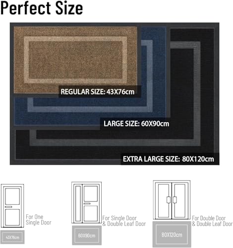 Homaxy Door Mat, Rubber Backed Non Slip Door Matts Indoor, Dirt Trapper Absorbent Mats, Washable Front Doormat Outdoor - Image 3