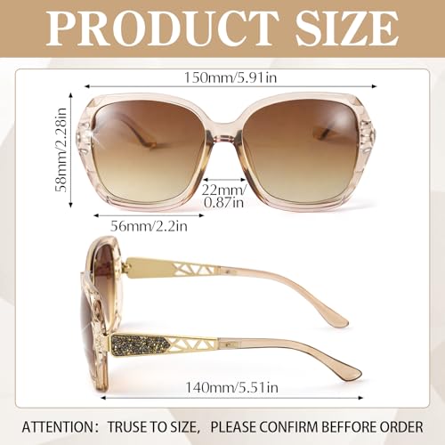Image of DragonflyDreams Women Large Sunglasses, UV 400 Glasses | Oversized Classic Trend Ladies Sunglasses Sparkling Large Frame