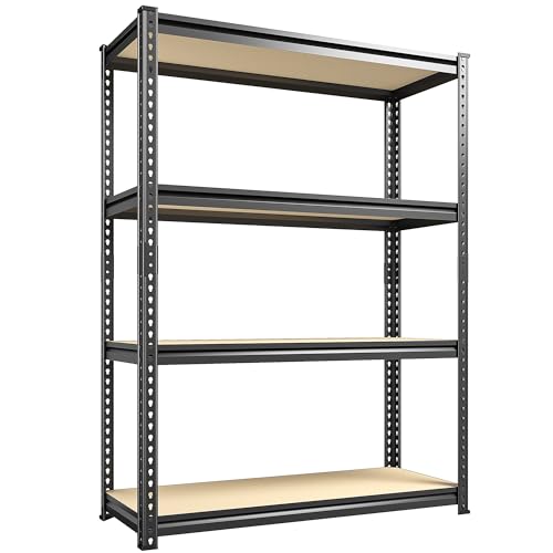 REIBII Storage Shelves Adjustable Metal Shelving 1600LBS Garage Shelves Industrial Metal Shelves 4 Tier Garage Shelving for Warehouse Basement Kitchen Pantry Closet, 11.8' D x 23.6' W x 56.7' H