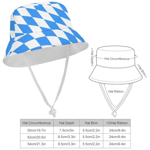 Blue Diamond Shaped Bavarian FlagChildren's Bucket Hat for Boys and Girls, Breathable Summer Beach Hat52cm2