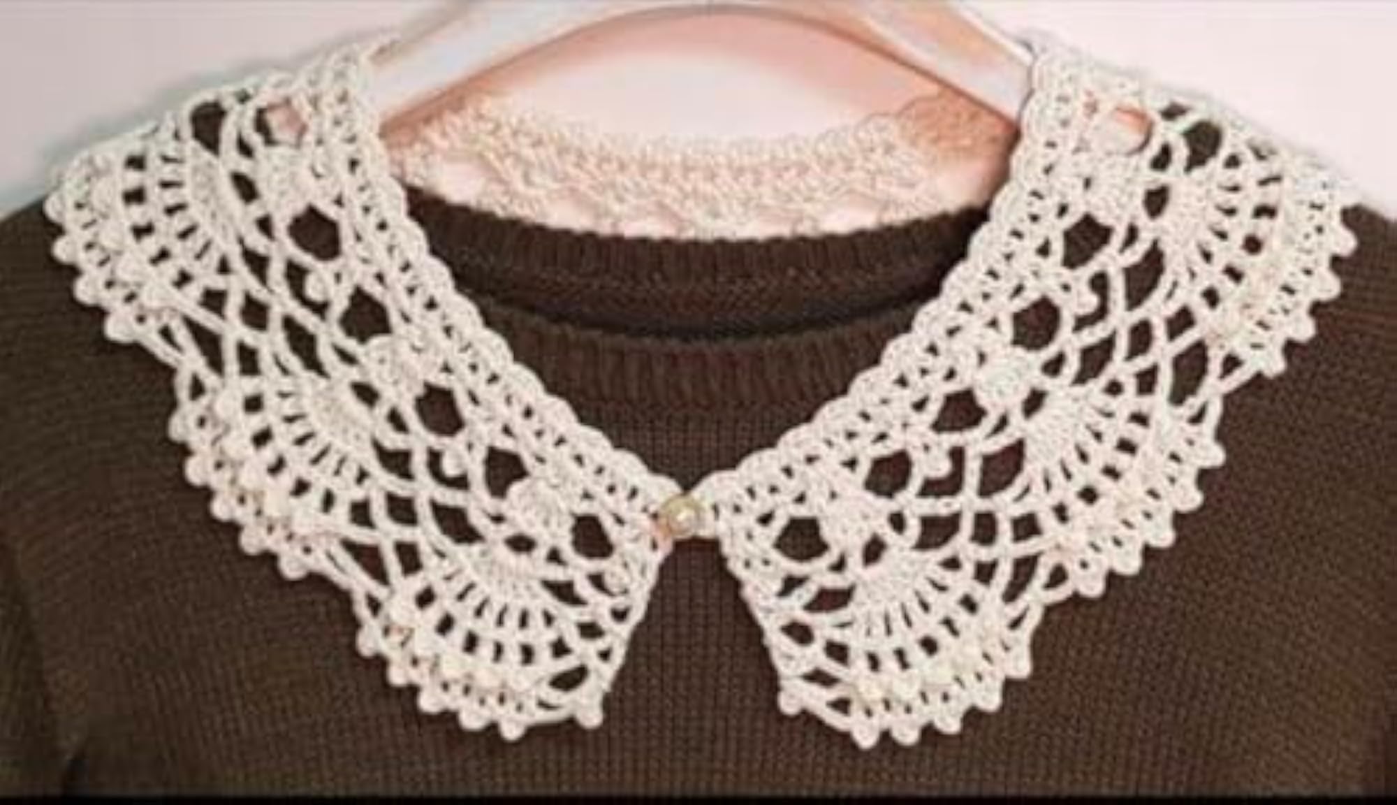 Handmade Crochet Lace Collar, White, Detachable