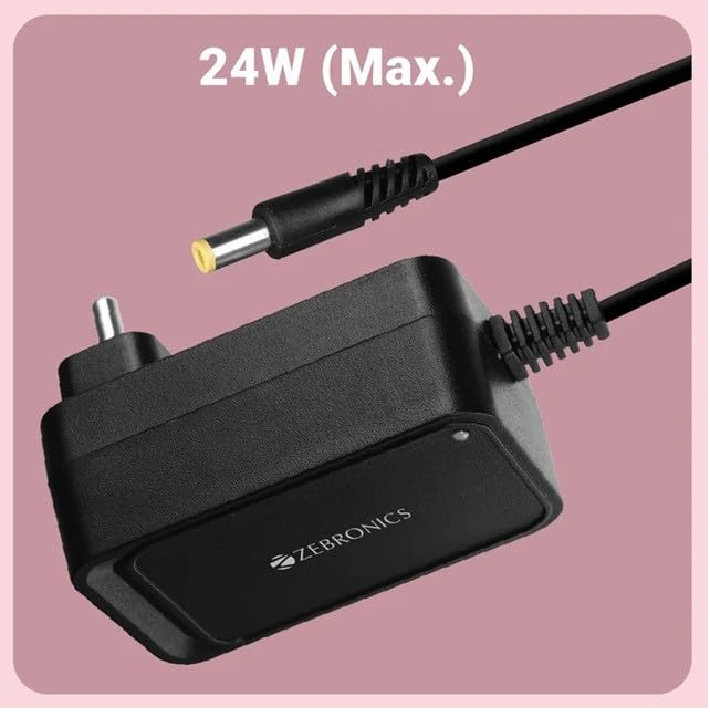 Image of Zebronics PA122A Power Adapter, 12V DC, 24W, DC5525 Barrel Pin, Overload Protection, Compact Design for CCTV DVR /NVR