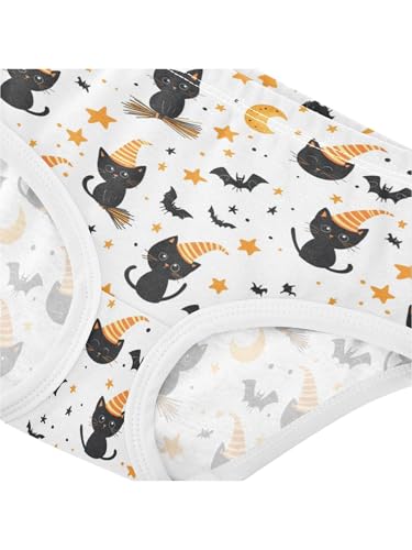 ZZKKO Black Bat Cat Orange Star Girls Underwear Toddler Panties for Girls Comfort Brief Size 2T4