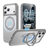 Tekka iPhone 17 Pro 用 ケース【360°回転スタンド・MagSafe対応】耐衝撃 薄型 リング一体型 スタンド付き スマホケース 米軍MIL規格 指紋防止 黄変防止 カメラ保護 動画視聴 撮影にも便利 (マット_グレー, iPhone 17 Pro)