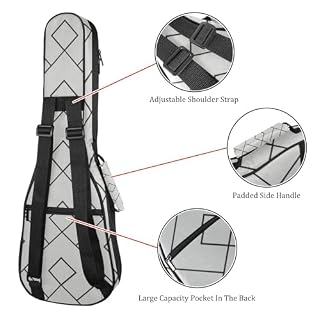 JRHEJTHH Housse imperméable durable pour ukulélé avec épaules réglables pour 53,3 cm, 58,4 cm, 61 cm, rembourrage épais, motifs géométriques abstraits, gris, Multicolore., 25.9x9x3.1in/66x23x8cm, - Les Beatles, Paul McCartney, John Lennon, RIngo Starr, George Harrison JRHEJTHH Housse imperméable durable pour ukulélé avec épaules réglables pour 53,3 cm, 58,4 cm, 61 cm, rembourrage épais, motifs géométriques abstraits, gris, Multicolore., 25.9x9x3.1in/66x23x8cm, – Image 3