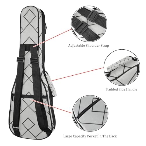 JRHEJTHH Housse imperméable durable pour ukulélé avec épaules réglables pour 53,3 cm, 58,4 cm, 61 cm, rembourrage épais, motifs géométriques abstraits, gris, Multicolore., 25.9x9x3.1in/66x23x8cm, - Les Beatles, Paul McCartney, John Lennon, RIngo Starr, George Harrison JRHEJTHH Housse imperméable durable pour ukulélé avec épaules réglables pour 53,3 cm, 58,4 cm, 61 cm, rembourrage épais, motifs géométriques abstraits, gris, Multicolore., 25.9x9x3.1in/66x23x8cm, – Image 4
