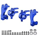 Hobbypark Aluminum Caster Blocks (c-hubs) & Steering Blocks for 1/10 Traxxas Slash 4x4,Upgrade Replacement of 6832 6837 Hop Ups (Navy Blue)