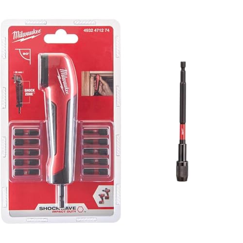 Milwaukee 4932471274 Shockwave Impact Duty Right Angle Attachment 11 Piece & Electric Tools 48-32-4532 Bit Impact Locking Holder 6In