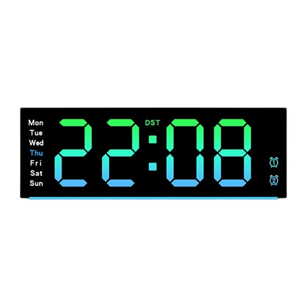 Horloge murale numérique RVB de 28 cm avec thermomètre intégré et compte à rebours