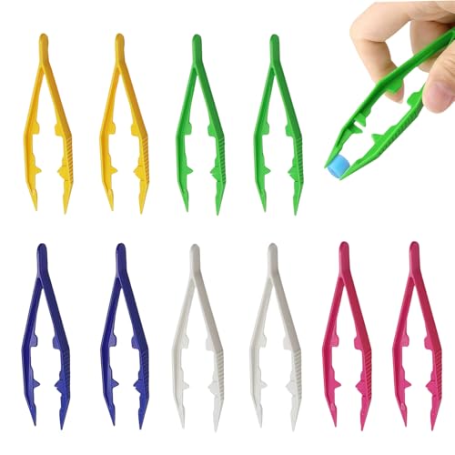 Lot de 10 pinces à perles à repasser en plastique avec pointe dentelée, pinces multifonctionnelles de 10,2 cm, pour travaux manuels, maison, école, accessoires de...