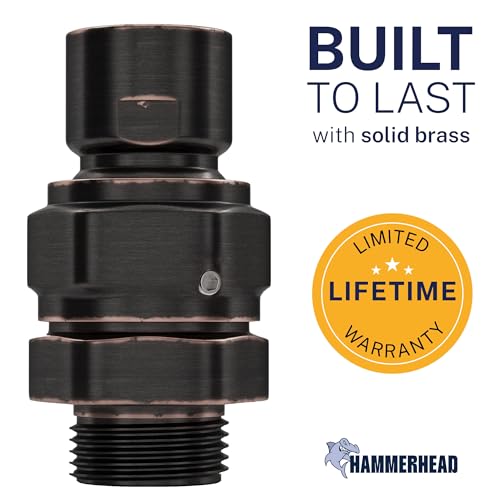 HammerHead Showers® Solid METAL Shower Head Swivel Ball Adapter Oil Rubbed Bronze | Adjustable Pivot Ball To Adjust Showerhead Angle | Universal Connector Joint Fits Fixed Hand Held Rain Shower Heads
