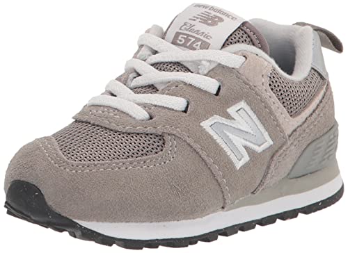 New Balance Kids 574 V1 70s Racing Lace-up Sneaker, Grey/White, 12 M Little Kid (4-8 Years)