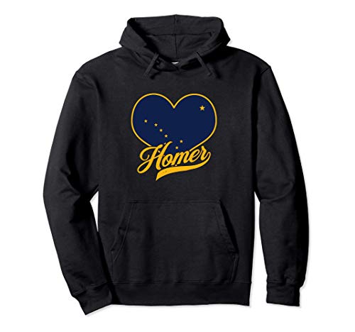 I Love Homer Alaska Heart State Flag Souvenir Novelty Gift Sudadera con Capucha
