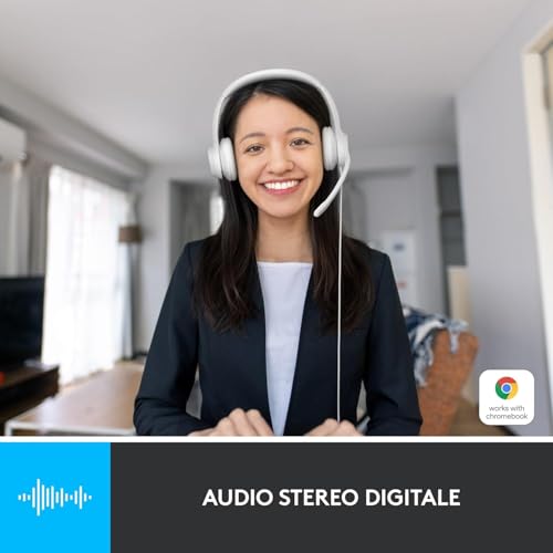Logitech H390 Cuffia Con Cavo Per Pc/Portatile, Auricolari Stereo Con Microfono Con Cancellazione Del Rumore, USB-A, Comandi Integrati, Compatibile Con I Chromebook, Bianco - 2