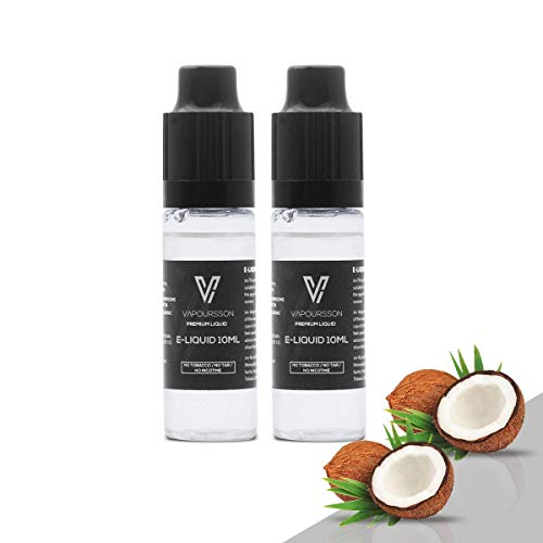 VAPOURSSON 2 X 10ml E Líquido| Coco| 2 botellas de la Nueva Fórmula Para un Sabor Fuerte con Ingredientes de Alto Nivel de Calidad| Hecho para Cigarrillos Electrónicos y Arguiles| Elíquido