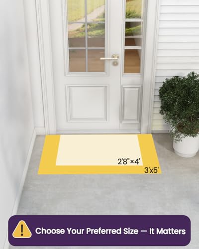 DEXI Front Door Mat Outside Entrance, Heavy Duty Rubber Backed Doormat, Stain and Fade Resistant, Low-Profile Easy Clean Entryway Floor Mats, 32x48, Checkered Grey
