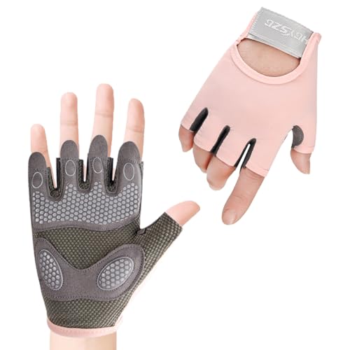 Gym Gloves Weight Lifting Gloves Exercise Full Palm Protection Breathable Antislip Super Lightweight Workout Glove with Excellent Grip Cushion Pads for Gym Cycling Exercise Fitness Training (Pink)