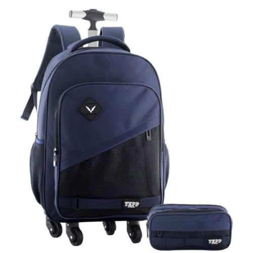 Kit Mochila 20” Com 4 Rodas 360 Escolar Juvenil Masculino Combino Conforto E Praticidade (Azul)