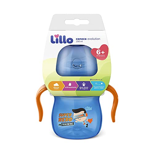 Lillo Caneca Aprendizado C/ Alça Evolution Bebedor SIL 150 ml - Menino, Lillo, Azul/Laranja