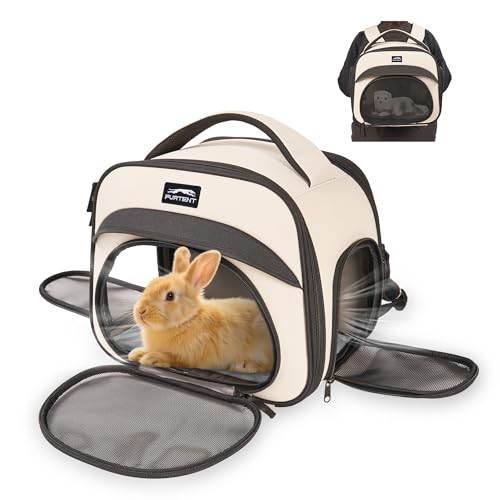 Bunny Backpack, Breathable Collapsible Small Pet Carrier with Safety Leash