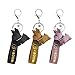 Bymivofun 3 pièces Porte-clés Bouledogue, Mini Mignon Dessin Animé Kawaii Beau Pendentif Chien Bracelet en cuir Portable pour Sac De Voiture (Noir, Kaki, Rose)