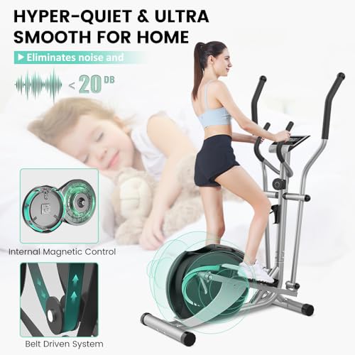 Image of Dripex Elliptical Exercise Machine, Elliptical Machine for Home with 16 Resistance Levels, Quiet & Smooth Magnetic Elliptical Training Machines with 13.2 lb Flywheel, LCD Monitor & Pulse