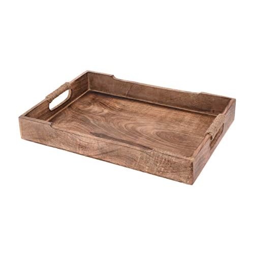 Meinposten. Tablett Serviertablett Holz Mango braun Holztablett Deko Dekotablett Dunkelbraun (Groß (46 x 30 cm))