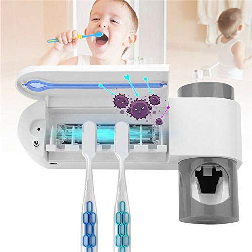 2019 Nuovo 2 in 1 UV Spazzolino sterilizzatore Spazzolino Holder automatico di dentifricio Squeezers Dispenser casa Bagno Set (Color : No box, Size : UK PLUG)