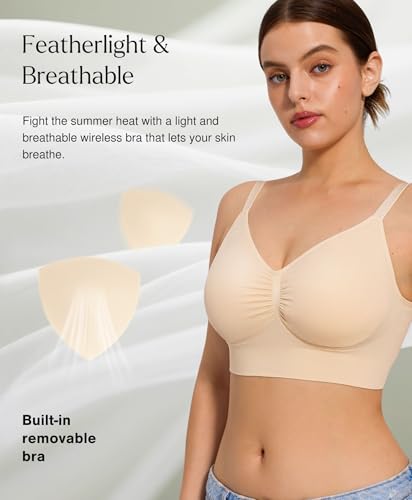 Popilush Bralettes for Women with Support Full Coverage Comfort Wireless Bras Push Up Seamless Bra with Removable Pads3