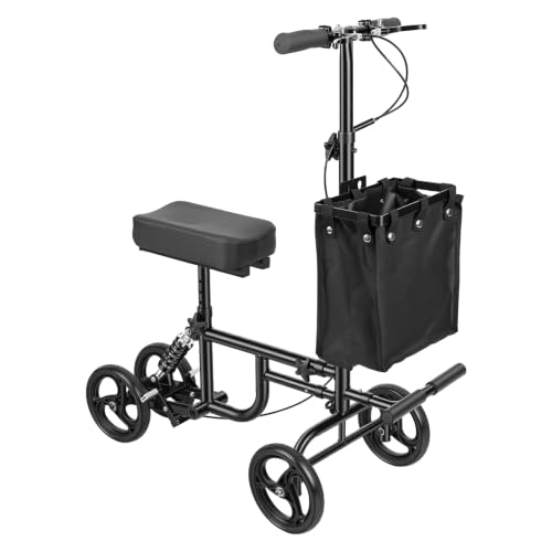 Image of Knee Scooter for Adults for Foot Surgery, All Terrain Knee Walker Scooter for Broken Foot & Ankle Recovery, Foldable Leg Scooters with Foot Rest, Spring Absorber, Large Detachable Storage Bag