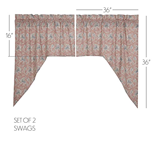 VHC-Brands-Kaila-Country-Cottage-Vintage-Floral-Curtain-Swag-Set-of-2-36x36x17 VHC Brands Kaila Country Cottage Vintage Floral Curtain Swag Set of 2 36x36x17