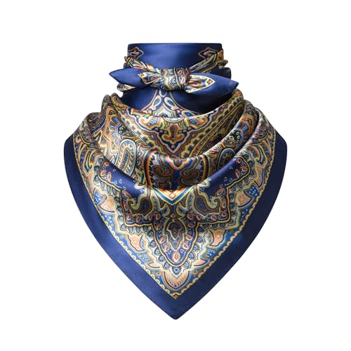Image of 35 inch Men's Silk Cowboy Scarf - Oversized Western Bandana Neckwear, Large Square Scarf with Gift Packaging