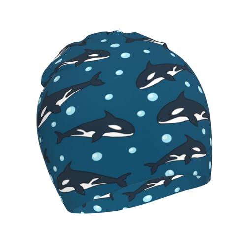 Whale Animal Pattern Kids Beanie Hats Warm Knit Beanie Cap Skull Caps Gifts Decor for Boys Girls White