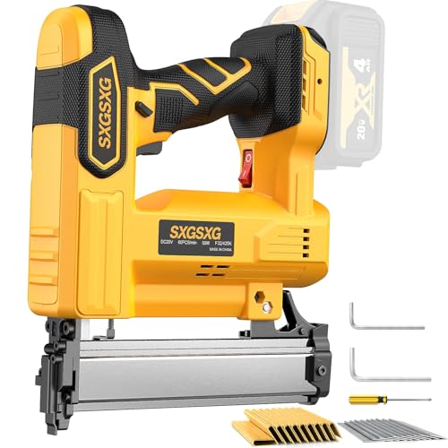 Brad Nailer for Dewalt 20V Battery,2 in 1 Nail Gun & Staple Gun with 1000 Nails &1000 Staples,18 Gauge Nail Gun for Wood Carpentry【Battery Not Included】