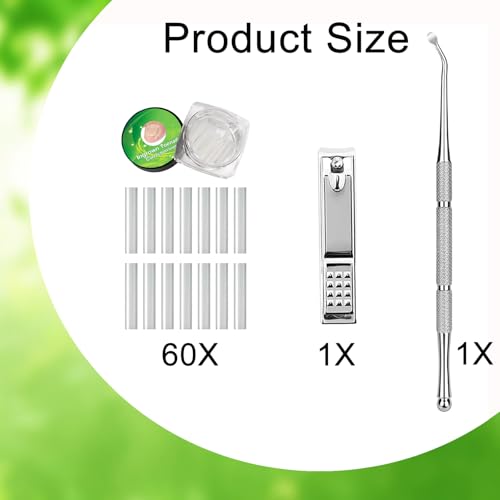 Set zur Korrektur eingewachsener Zehennägel, 62 Stück Schmerzfreie Zehennagelglättungsstreifen mit Zehennagelheber und Nagelklipper, einfaches Werkzeugse