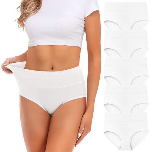 Image of Womens Underwear,Cotton Mid Waist No Muffin Top Full Coverage Brief Ladies Panties Lingerie Undergarments for Women Multipack