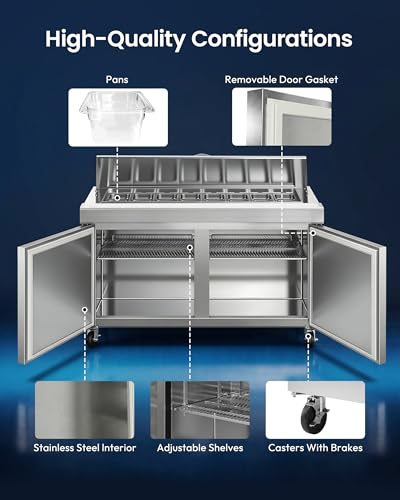 Image of 60 inch Commercial Sandwich Prep Table Refrigerator, 16.33 Cu.Ft