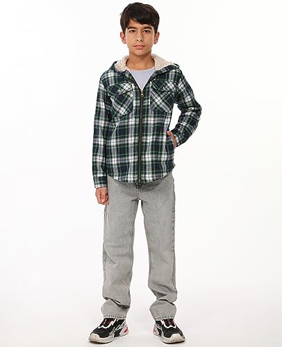 Image of ZENTHACE Boys Sherpa Fleece Lined Flannel Jacket
