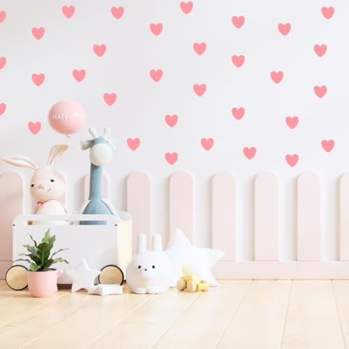 Image of Pastel Color Heart Sticker for Scrapbook or for Wall Decoration, Nursery Decor, Home Decor (Pink)