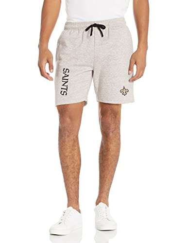 FOCO New Orleans Saints NFL Gray Wordmark Fleece Shorts - L