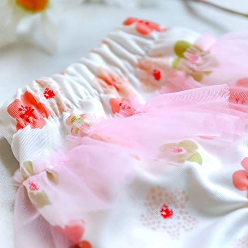 Image of Small Dog Sanitary Panties, Lace Washable Reusable Cute Puppy Panties Pet Underwear Diaper Physiological Shorts for Female Girls Dogs(Cherry Blossom,XS)