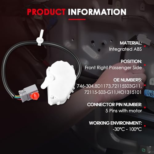 Image of CCIYU Door Lock Actuator Front Right side for Honda CR-V /Prelude 1997-2001 | for Honda Prelude 1997-2001 power door lock replaces 746-304,8D1173,72115S03G11,72115-S03-G11,HO1315101