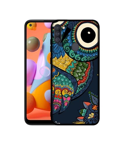 Image of Owl Illustration Design Premium 2D Printed Metal Back Case Cover for Samsung Galaxy A11 4G / M11 4G