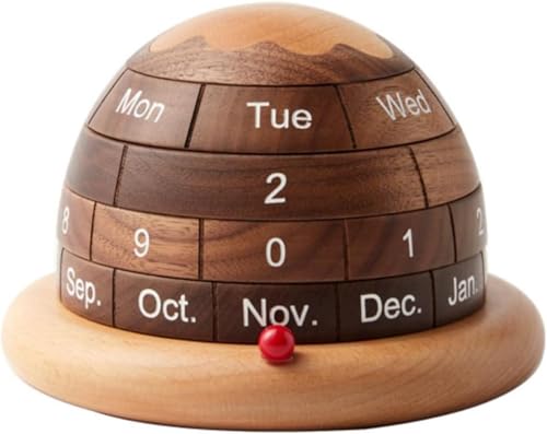 ChoyClit 木製卓上カレンダー,デスクトップカレンダー,木製の装飾品,デスクトップの装飾,ギフト 誕生日プレゼント クリエイティブなカレンダーデコレーション 再利用可能な記念日用品 室内 (木の色,12.5*12.5*9cm)