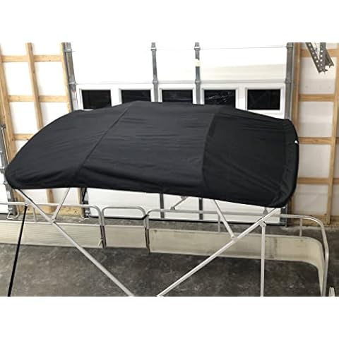 Replacement Bimini Top Canvas with Boot, Black 9' Long x 8.5' Wide, 16oz, 4 Bow, fits 97-103" Wide, Zippered Sleeves Cover